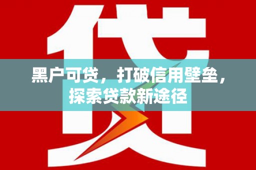 九原黑户可贷，打破信用壁垒，探索贷款新途径