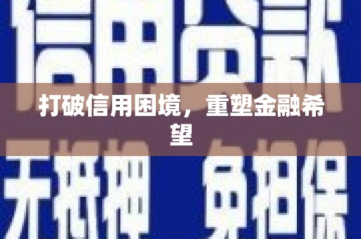通道打破信用困境，重塑金融希望