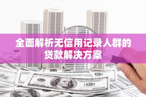 连云全面解析无信用记录人群的贷款解决方案